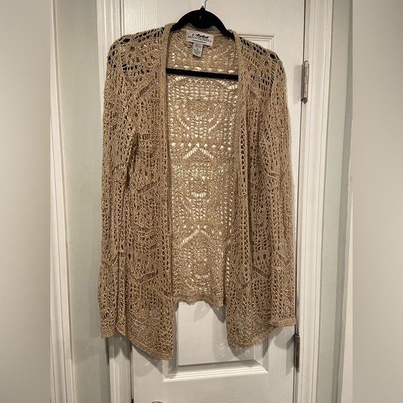 NWOT Back in the Saddle Size M Molina Crochet Open Cardigan in Oatmeal - Picture 1 of 11